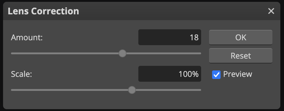 Lens correction window